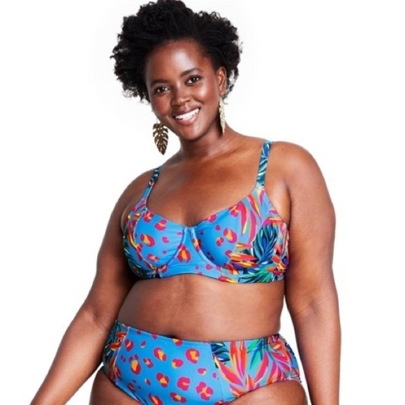 Tabitha Brown x Target Women's Tropical/Leopard Print Underwire Bikini Top NWT - Picture 1 of 2